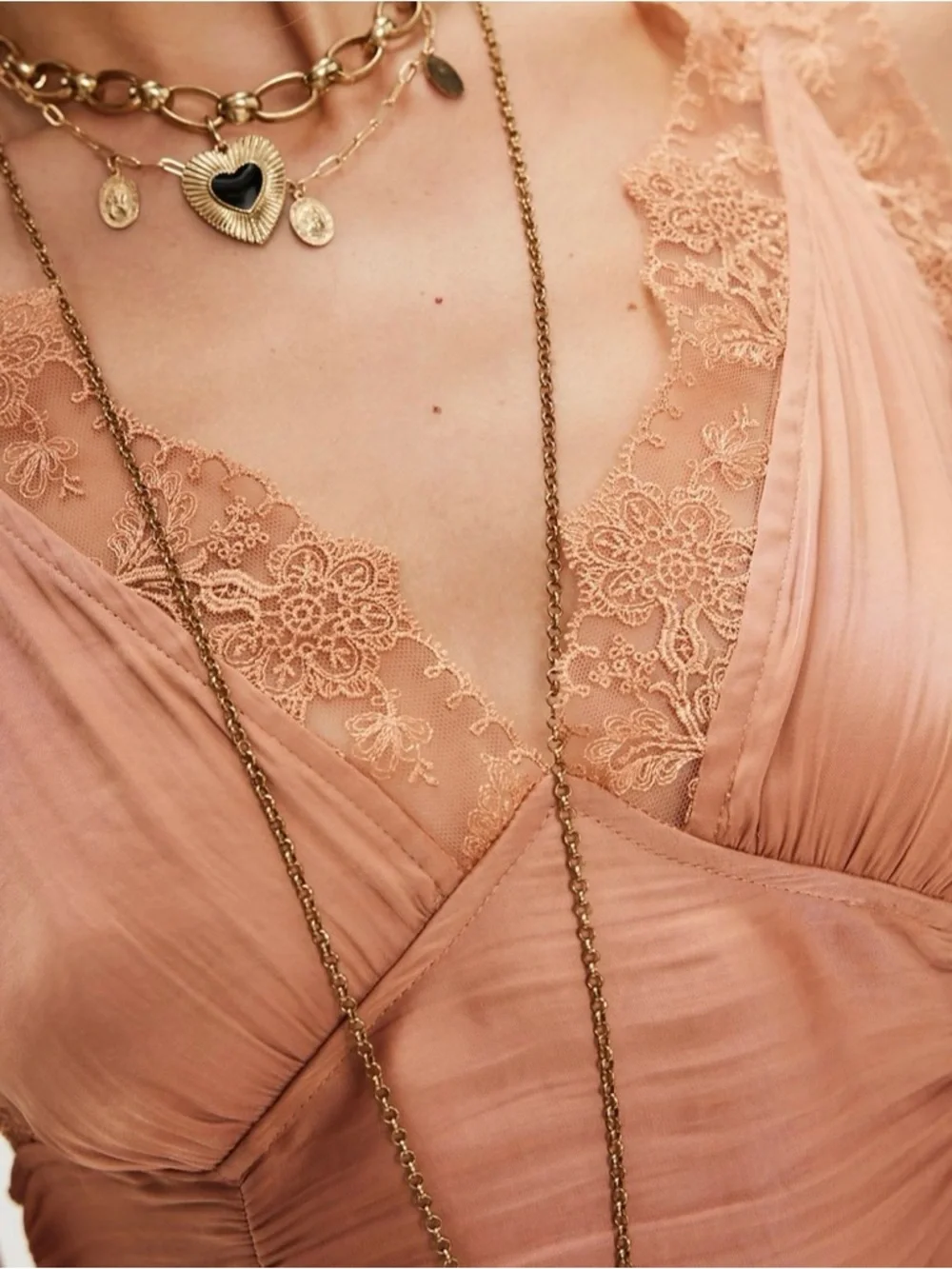 Free People Peach Lace-Trim Camisole - Picture 2 of 4